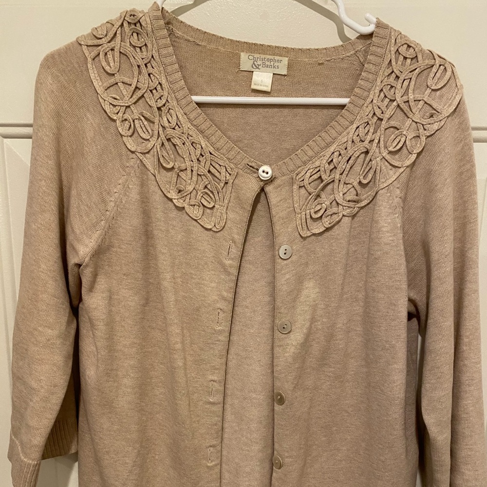 Christopher & Banks tan cardigan sweater